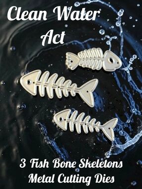 3 Fish Bone Skeletons Metal Cutting Dies Scrapbooking Card Making Craft